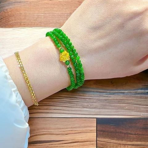 Vòng Tay Diopside mix Sen Vàng 24k