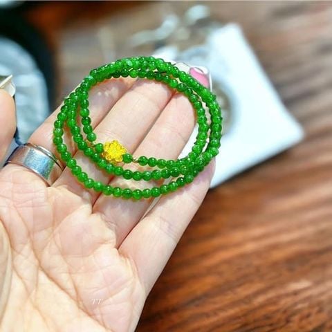 Vòng Tay Diopside mix Sen Vàng 24k