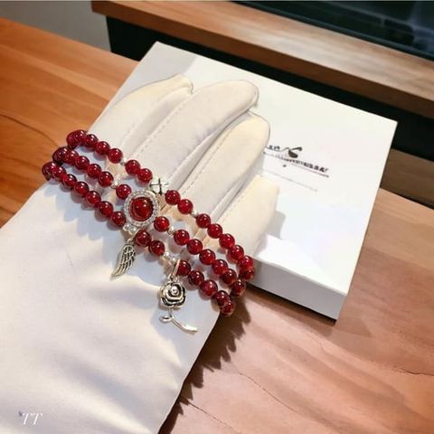 Vòng Tay Garnet Mix Charm Bạc 6mm