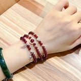  Vòng Tay Garnet Mix Charm Bạc 6mm 