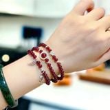  Vòng Tay Garnet Mix Charm Bạc 6mm 