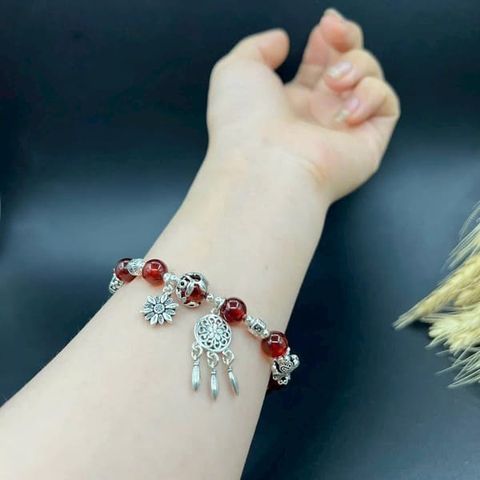 Vòng Tay Garnet Mix Charm Bạc