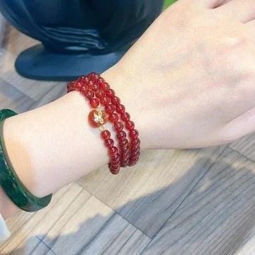 Vòng Tay Chuỗi Garnet Mix Túi Tiền Bọc Vàng