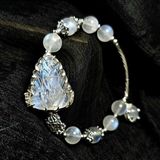  Vòng Tay Hồ Ly Chúa Đá Moonstone Bọc Bạc Mix Charm 