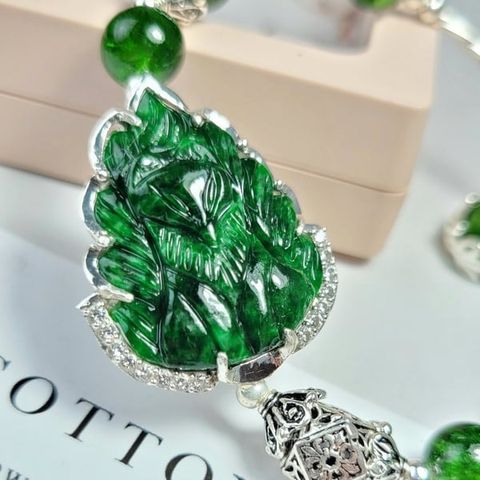 Vòng tay Hồ ly chúa Cẩm thạch bọc bạc mix Diopside