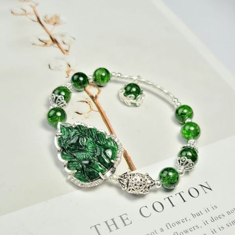 Vòng tay Hồ ly chúa Cẩm thạch bọc bạc mix Diopside