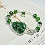  Vòng tay Hồ ly chúa Cẩm thạch bọc bạc mix Diopside 
