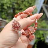  Vòng Tay Hồ Ly Chúa Thạch Anh Tóc Đỏ Bọc Bạc Mix Charm Bạc 