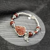  Vòng Tay Bạc Hồ Ly Chúa Thạch Anh Tóc Đỏ Bọc Bạc Mix Charm 