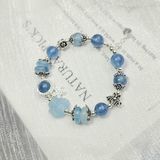  Vòng Tay Hồ Ly Mix Điếu Aquamarine Charm Bạc 
