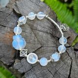  Vòng Tay Hồ Ly Moonstone mix Charm Bạc 