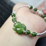  Vòng Tay Hồ Ly Ngọc Bích Mix Charm Bạc 