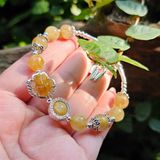  Vòng Tay Hồ Ly Thạch Anh Tóc Vàng Mix Charm Bạc 02 