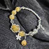  Vòng Tay Hồ Ly Thạch Anh Tóc Vàng Mix Charm Bạc 01 