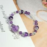  Vòng Tay Hồ Ly Thạch Anh Tím mix Charm 