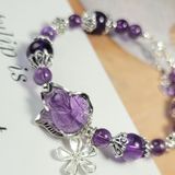  Vòng Tay Hồ Ly Thạch Anh Tím mix Charm 
