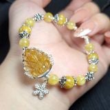  Vòng Tay Hồ Ly Chúa Thạch Anh Tóc Vàng Mix Charm bạc 