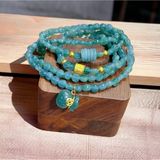  Vòng Tay Lam Ngọc Dẹt Mix Charm Vàng 24k 