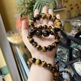  Vòng Tay Đá Mắt Hổ Vàng Nâu 14mm 