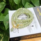  Vòng Tay Ngọc Hòa Điền Mix Charm Bạc Mạ Vàng 