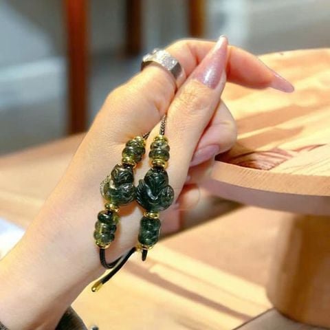 Vòng Tay Hồ Ly Mix Ngũ Điếu Thạch Anh Tóc Xanh