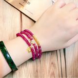  Vòng Tay Ruby Bánh Xe Cắt Giác Mix Charm Vàng 