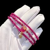  Vòng Tay Ruby Mix Túi Tiền Charm Vàng 