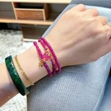  Vòng Tay Ruby Mix Túi Tiền Charm Vàng 