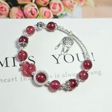  Vòng Tay Thạch Anh Dâu Tây Đỏ Mix Hồ Ly Charm Bạc 