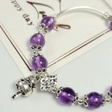  Vòng Tay Thạch Anh Tím Mix Charm Bạc 