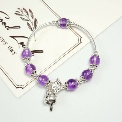 Vòng Tay Thạch Anh Tím Mix Charm Bạc