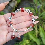  Vòng Tay Thạch Anh Tóc Đỏ Mix Charm Bạc 001 