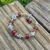  Vòng Tay Thạch Anh Tóc Đỏ Mix Charm Bạc 001 