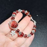  Vòng Tay Thạch Anh Tóc Đỏ Mix Hồ Ly Charm Bạc 