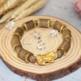  Vòng Tay Trầm Hương Đốt Trúc Bọc Vàng Mix Tỳ Hưu 