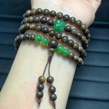  Vòng tay Trầm hương sánh chìm mix cỏ 4 lá và đá ngọc bích 