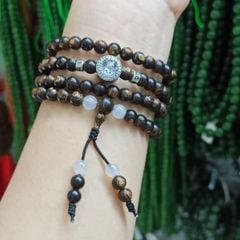 Vòng tay Trầm hương sánh chìm 6mm mix charm pandora