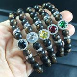  Vòng tay trầm hương sánh 8 mm mix charm pan bạc 