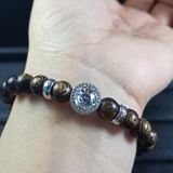  Vòng tay trầm hương sánh 8 mm mix charm pan bạc 