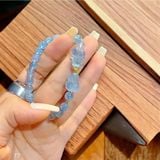  Vòng Tay Tỳ Hưu Đá Aquamarine Mix Bi Vàng 