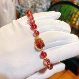  Vòng Tay Tỳ Hưu Tóc Đỏ Bọc Vàng 10K 