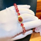  Vòng Tay Tỳ Hưu Tóc Đỏ Bọc Vàng 10K 