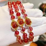  Vòng Tay Tỳ Hưu Tóc Đỏ Bọc Vàng 10K 