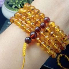 Chuỗi Vòng Tay Hổ Phách Hoa 108 hạt 6.5mm