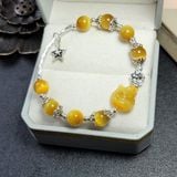  Vòng Tay Mắt Hổ Vàng Tâm Mix Hồ Ly Và Charm Bạc 