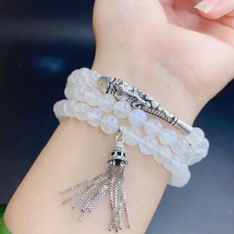 Vòng Tay Đá Moonstone Mix Charm Bạc
