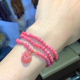  Vòng Tay Đá Đào Hoa Cắt Giác Mix Charm 