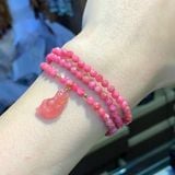  Vòng Tay Đá Đào Hoa Cắt Giác Mix Charm 