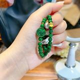  Vòng Tay Đá Sơn Thủy Mix Charm Chữ Vạn và Cá Chép vàng 10k 