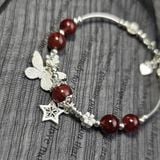  Vòng Tay Thạch Anh Tóc Đỏ Mix Charm Hồ Điệp 